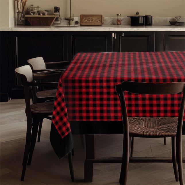 Nappe rouge rustique Noir Intemporelle Plaid Accen (Rustic Red Black Tablecloth Timeless Plaid Accent)