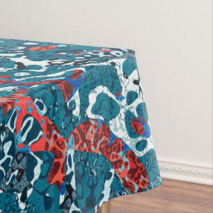 Nappe Rouge Turquoise noir blanc tacheté Résumé graphiqu