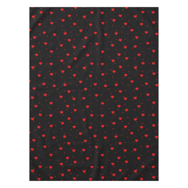 Nappe Rouge valentines Coeurs Motif sur Noir (Devant)