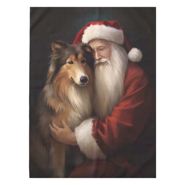 Nappe Rough Collie Avec Noël Festif Du Père Noël (Devant)
