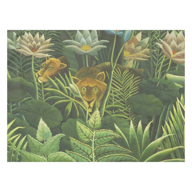 Nappe Rousseau Tropical Jungle Lion Peinture (Devant (Horizontal))
