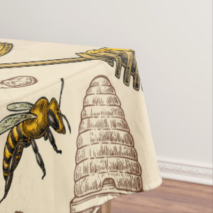 Nappe Ruche d'abeille miel jaune doré vintage organique