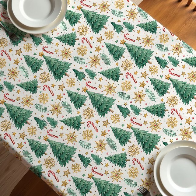 Nappe Rustic Christmas trees earthy red green tablecloth (Rustic Christmas trees earthy red green tablecloth)