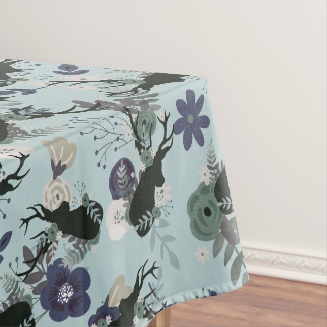 Nappe Rustic Deer Head Bleu Floral Baby shower moderne (In Situ)