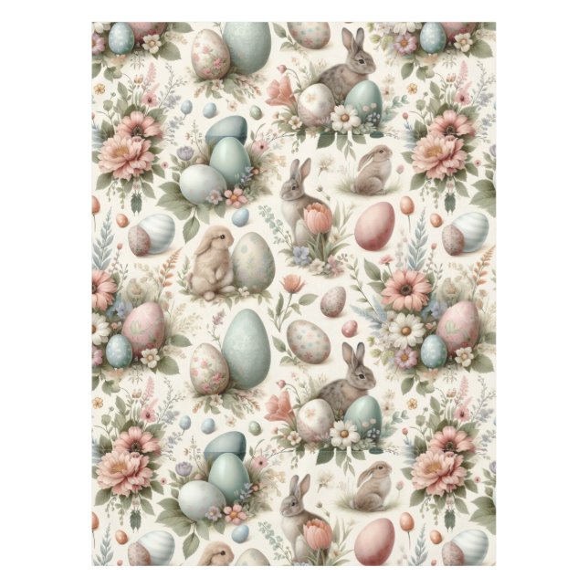 Nappe Rustic Pastel Spring Easter Bunny Decorative Eggs  (Devant)