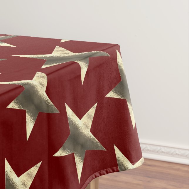 Nappe Rustic Red Brown Stars Motif Festin Noël (In Situ)