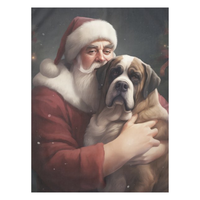 Nappe Saint Bernard avec le Père Noël Festif Noël (Devant)