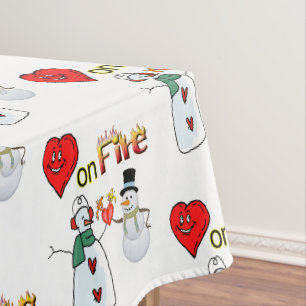 Nappe Saint Valentin Coeur Feu de neige Snowman