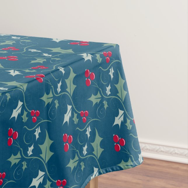 Nappe Saintes baies rouges feuillage de Noël à motifs bl (In Situ)