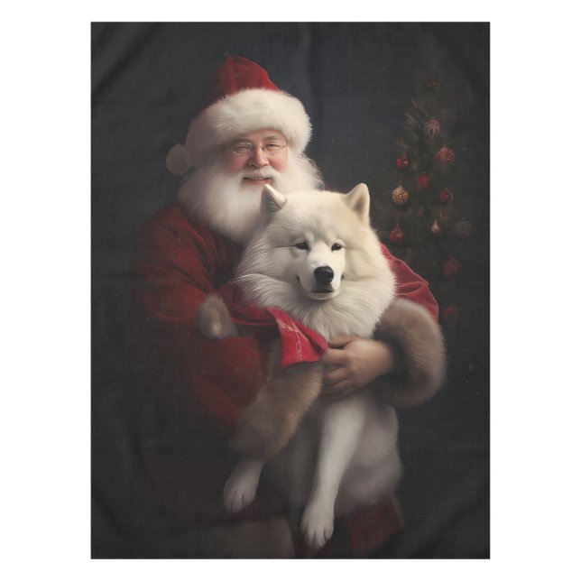 Nappe Samoyé Avec Noël Festif Du Père Noël (Devant)
