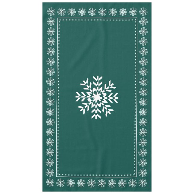 Nappe Scandinave Forest Green et flocon de neige blanc (Devant)