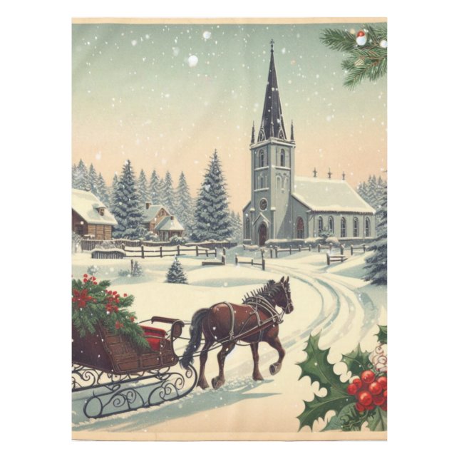 Nappe Scène de Noël classique/Vintage (Devant)
