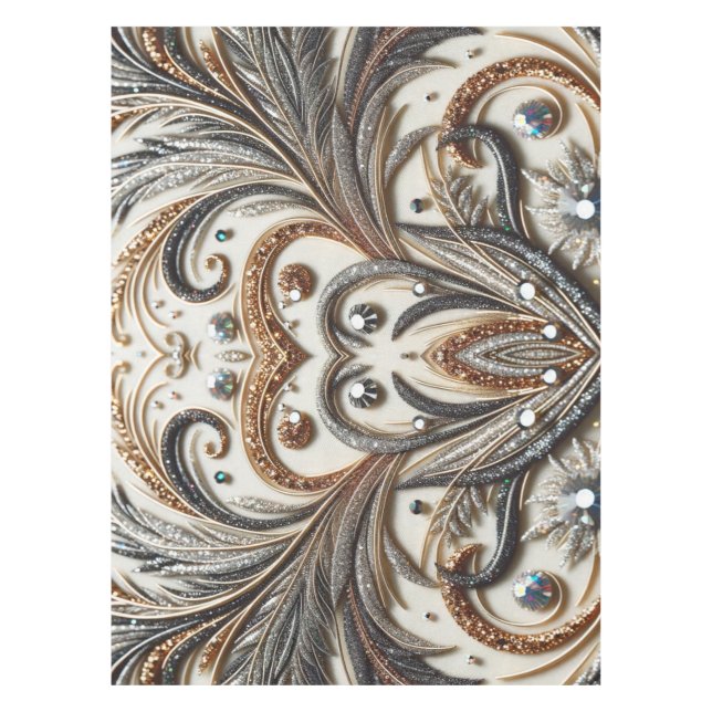 Nappe Schéma floral brillant avec pierre de gemme (Devant)