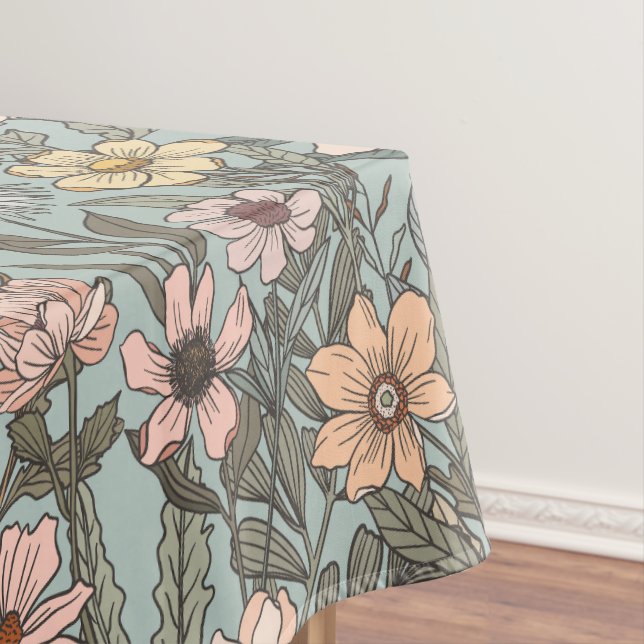 Nappe Seafoam Pink Yellow Retro Wildflower (In Situ)