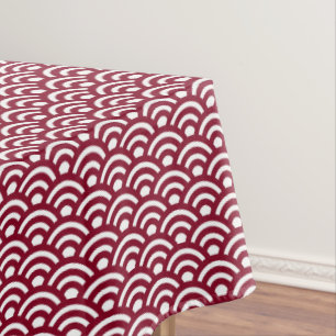 Nappe Seigaiha, Vagues, Japonais, Bourgogne et Blanc