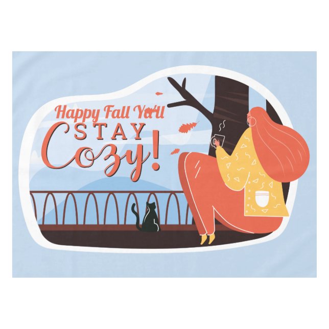 Nappe Séjour Cosy Hygge Automne FolkArt Deco AJOUTER NOM (Devant (Horizontal))