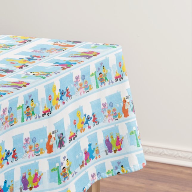 Nappe Sesame Pals Marcher Le Long De Sesame Street Motif (In Situ)