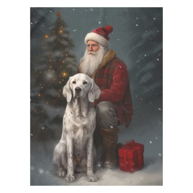 Nappe Setter anglais avec Noël Festif du Père Noël (Devant)