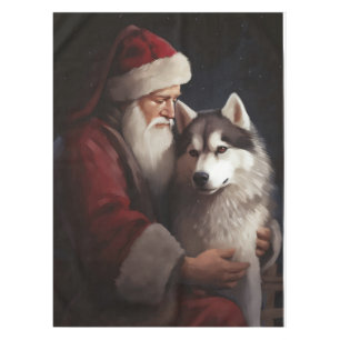 Nappe Sibérien Husky avec Noël Festif du Père Noël