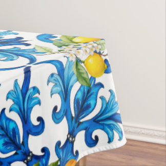 Nappe sicilien, été, citron, mosaïque, bleu,