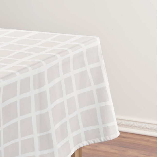 Nappe Simple grille géométrique beige blanc vérification (In Situ)