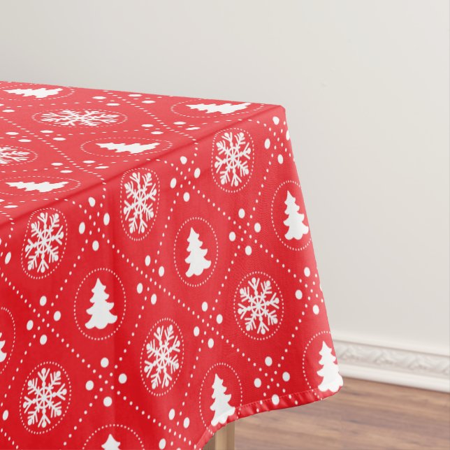 Nappe Snowflakes blanc rouge classique Arbres de Noël (In Situ)