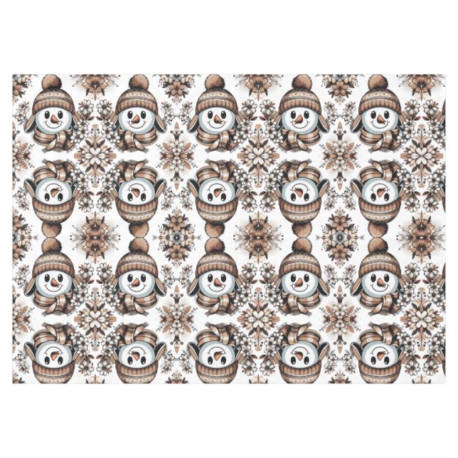 Nappe Snowman : Conception florale symétrique avec hiver (Devant (Horizontal))