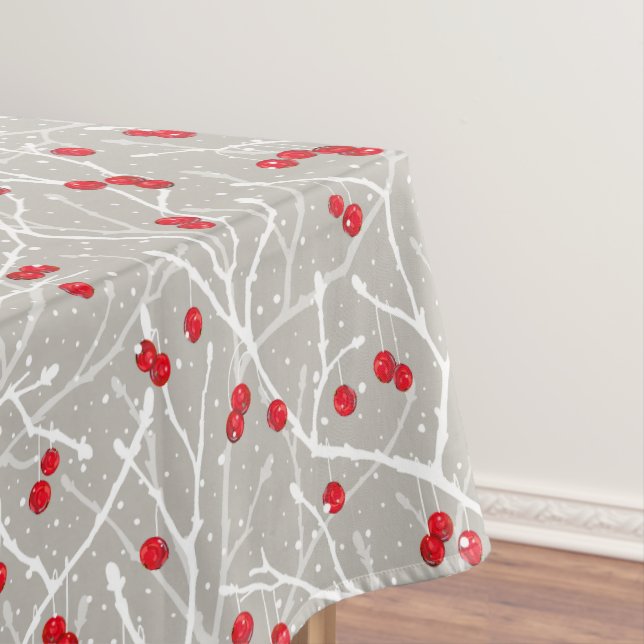 Nappe Snowy Winterberry Trees Motif | Champignons | (In Situ)