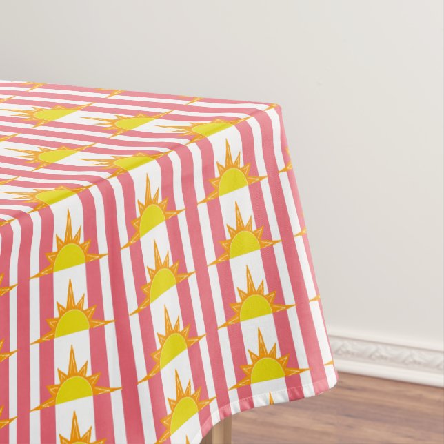 Nappe Soleil jaune orange sur bandes roses (In Situ)