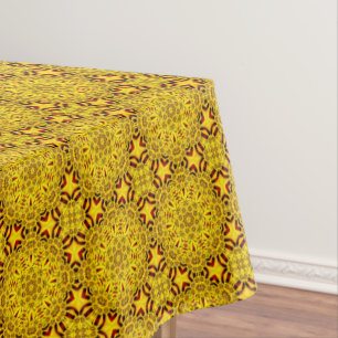 Nappe Soucis jaunes et kaléidoscope vintage rouge