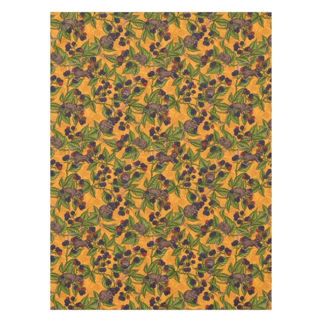 Nappe Souris et mûres sur jaune (Devant)