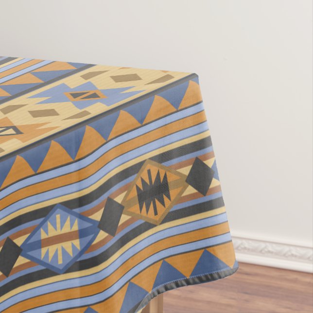 Nappe Southwest Design Gold Blue Grey Tribal Motif (In Situ)