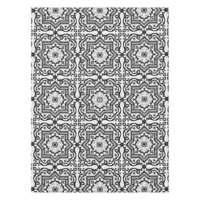 Nappe Style azulejo en céramique noire et blanche (Devant)