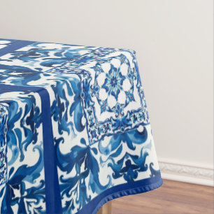 Nappe style italien, méditerranéen, mosaïque, bleu,