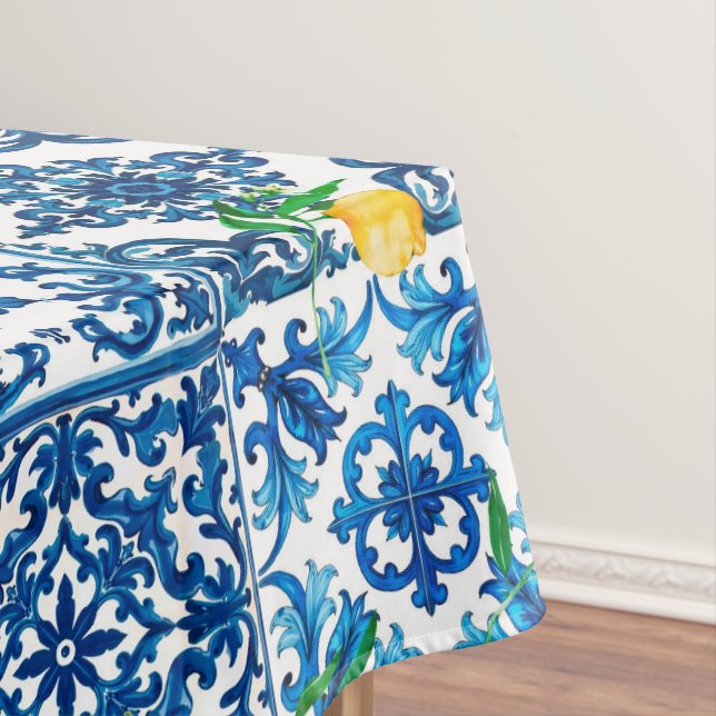 Nappe style italien, méditerranéen, mosaïque, bleu, citr (In Situ)