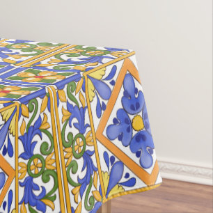 Nappe style sicilien, majolica, été, motif coloré