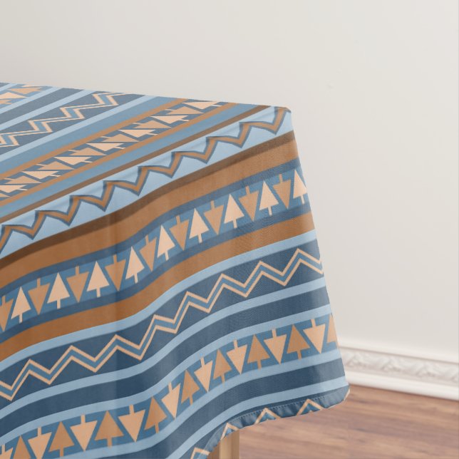 Nappe Style Sud-Ouest Bleu Brown Conception géométrique  (In Situ)
