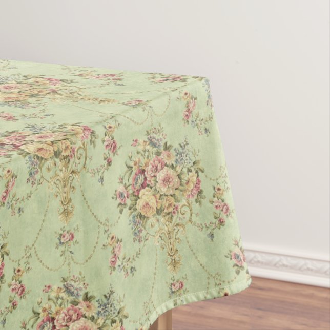 Nappe Style Victorien Vert Sage Français Rococo Floral (In Situ)