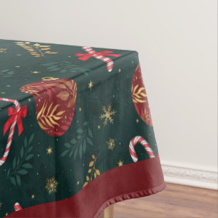Nappe Sucres de canne Snowflakes Red Christmas Balls Gre
