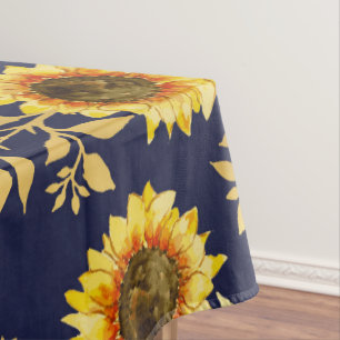 Nappe Sunny Yellow Gold Navy Feuille Motif