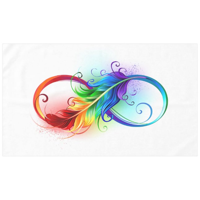 Nappe Symbole d'infini avec plume arc-en-ciel (Devant (Horizontal))