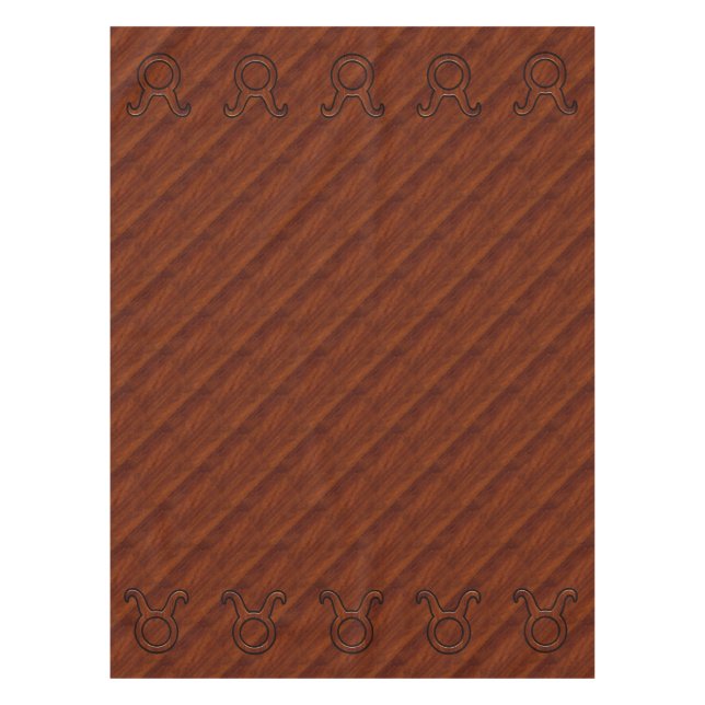 Nappe Symbole Taurus Zodiac sur l'acajou comme imprimé (Devant)