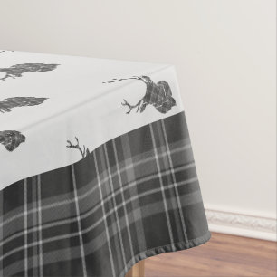 Nappe Tartan Gris Rustique Et Antler De Tête De Tête De