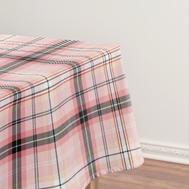 Nappe Tartan Plaid en rose, Pêche, Noir & Blanc (In Situ)