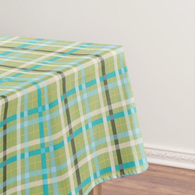 Nappe Tartan Plaid en vert, Aqua, Noir, Crème, Jaune (In Situ)