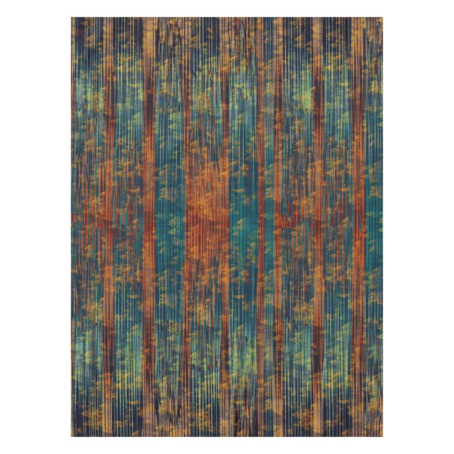 Nappe Teal Blue Green Orange Busy Abstract Tablecloth (Devant)