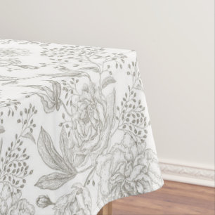 Nappe Tendance vintage couleurs neutres fleurs grises 