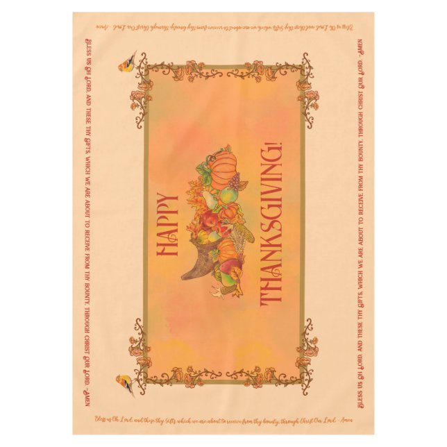 Nappe Thanksgiving Tablecloth, Cornucopia and prayer (Devant)