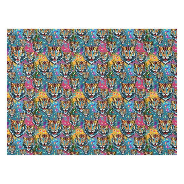 Nappe Tiger Head Rainbow colors paint stains (Devant (Horizontal))