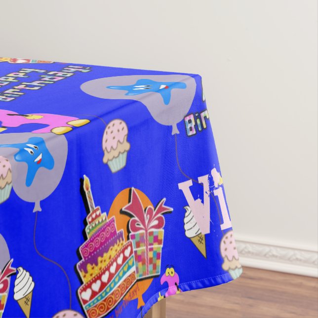 Nappe Tissu de table, Joyeux 3e anniversaire, #3 bleu (In Situ)